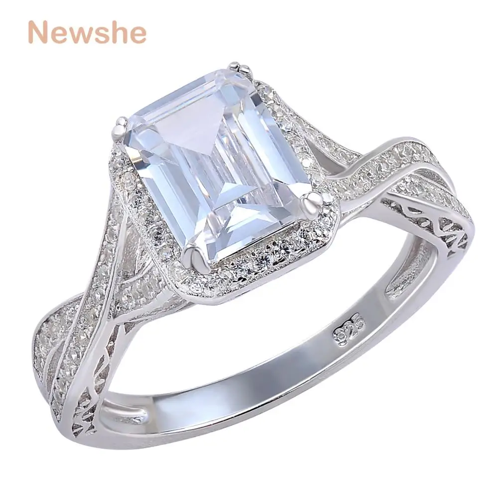 Newshe 925 пробы серебряные обручальные кольца 2 52 карата ААА кубического циркония