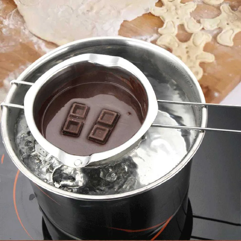 

2018Stainless Steel Chocolate Butter Milt Melt Ting Bowl Long Grip Handle DIY Pastry Cooking Dessert Baking Pastry KKitchen Tool