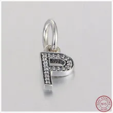 Dazzing трендовые Подвески с надписью «p' с прозрачным CZ DIY Fit PANDORA Подвески Серебро 925 для женщин Изготовление ювелирных изделий LW350P