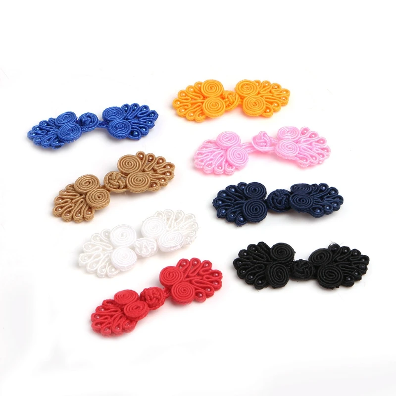 10 Pairs Beaded Chinese Frog Closure Buttons Knot Fastener Sewing