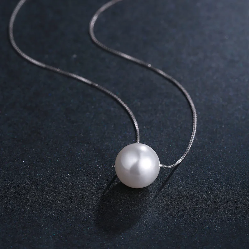 Elegant Fleshwater Pearl 925 Silver Pendant Necklace For Women,Simple Fashion Type Fine Jewelry