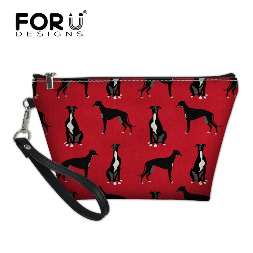 FORUDESIGNS/борзая Черная Женская сумка для макияжа с принтом домашних животных