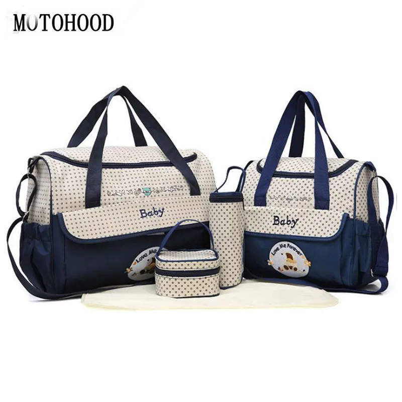 MOTOHOOD-sac à couches 5 pièces | Ensemble de sacs à couches pour bébé 38*18*30cm sac à langer multifonction poussette, fourre-tout organisateur de sac pour maman