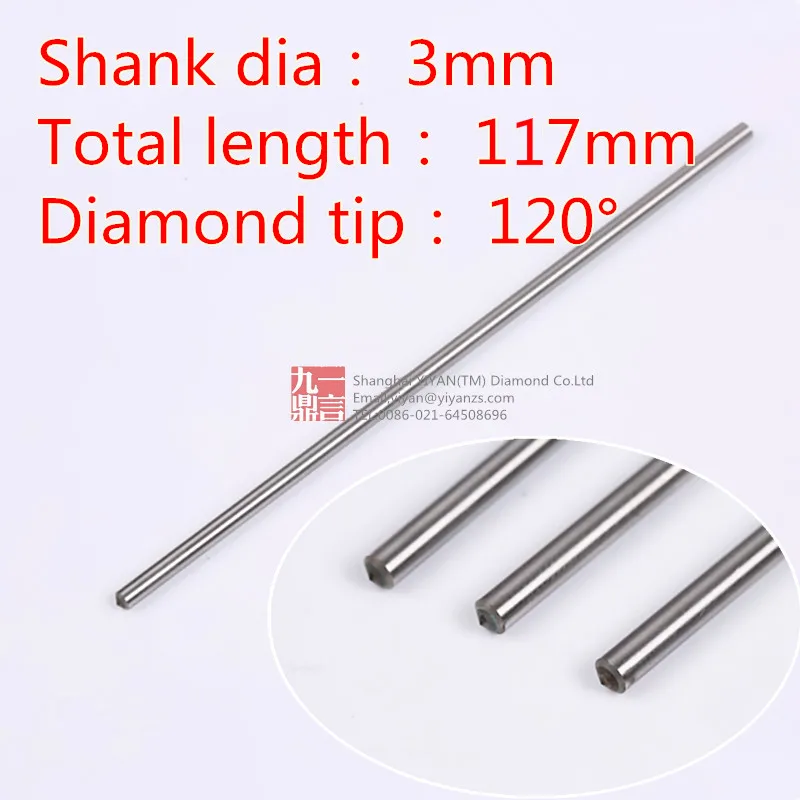 3 pz / lotto 3mm shan 120 gradi diamante trascinatore punta per incisore punte per macchina per incisione utilizzare punta per incisione in metallo