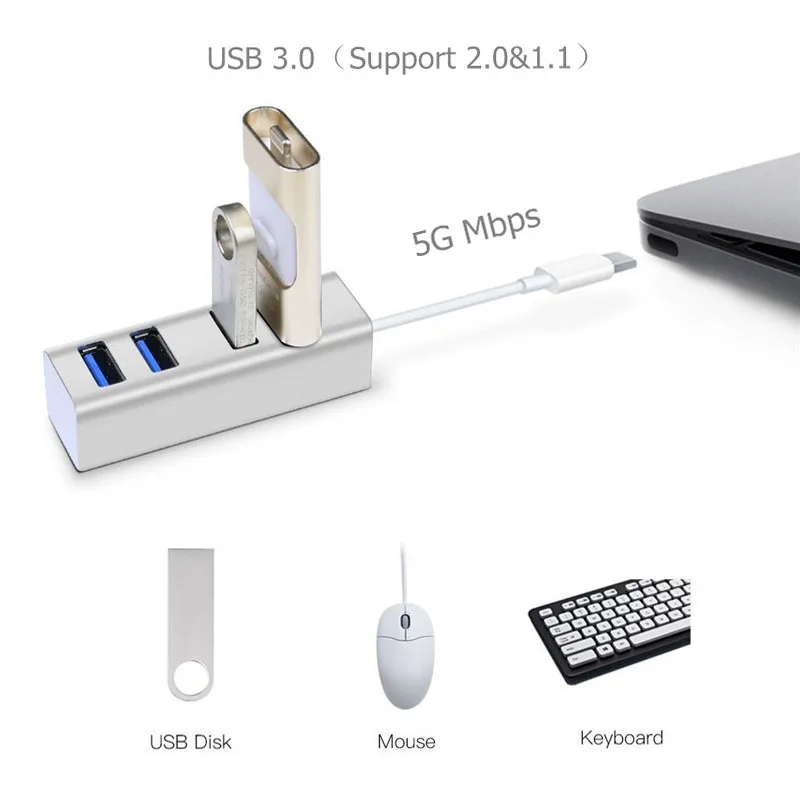 BinFul 4 Port 5Gbps USB 3.0 HUB usb splitter With Micro USB Power Port for notebook computer peripherals HUB 3.0 4 Ports