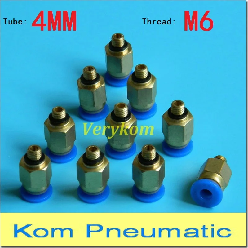 10pcs/lot PC 4 M6 Pneumatic Male Straight Air Fitting Connect Connector