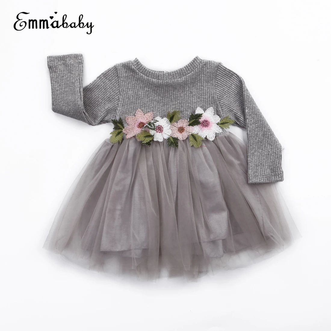 

Autumn Cute Kids Girl Floral Dress Newborn Toddler Infant Baby Girls Tulle Tutu Dress Flower Long Sleeve Ball Gown Mesh Dresses