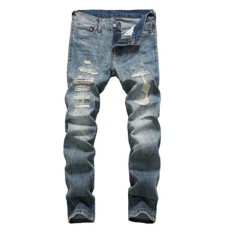 

High Quality Spring Summer Fashion Men's Jeans Japanese Style Vintage Design Ripped Jeans Stretch Pants DSEL Classical Jeans Men