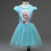 Распродажа платье для девочек летнее фирменное платье для маленьких девочек платья Анны и Эльзы с блестками и вышивкой нарядные костюмы Снежной Королевы на Хэллоуин для 3-7 лет