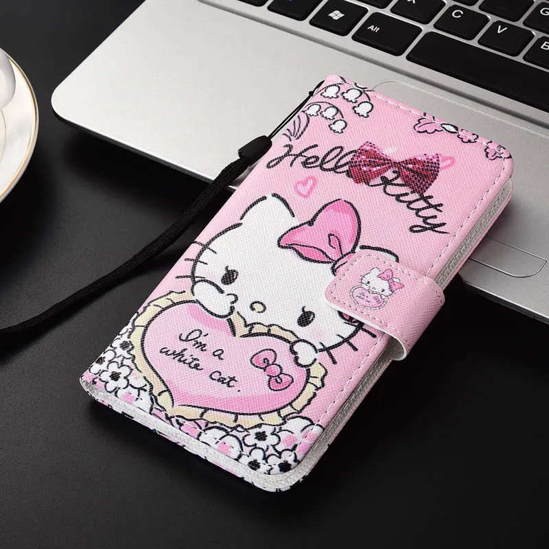 Для Fly View Max Чехол-бумажник из искусственной кожи чехол Модный милый крутой Чехол для мобильного телефона - Цвет: hello pink cat