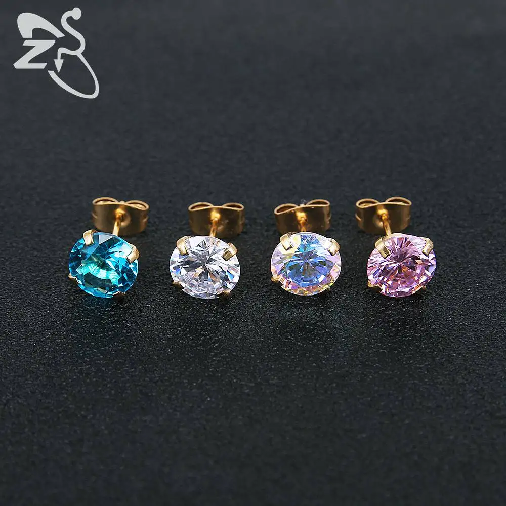3-8mm Small Silver Gold Earrings with Stone CZ Crystal Ear Studs Surgical Steel Cubic Zirconia Helix Earring Women Accessories - Image 6