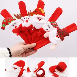 Рождество хлоп круг Санта Клаус Лось Снеговик браслет на запястье для рождественской вечеринки игрушки Аксессуары рождественские