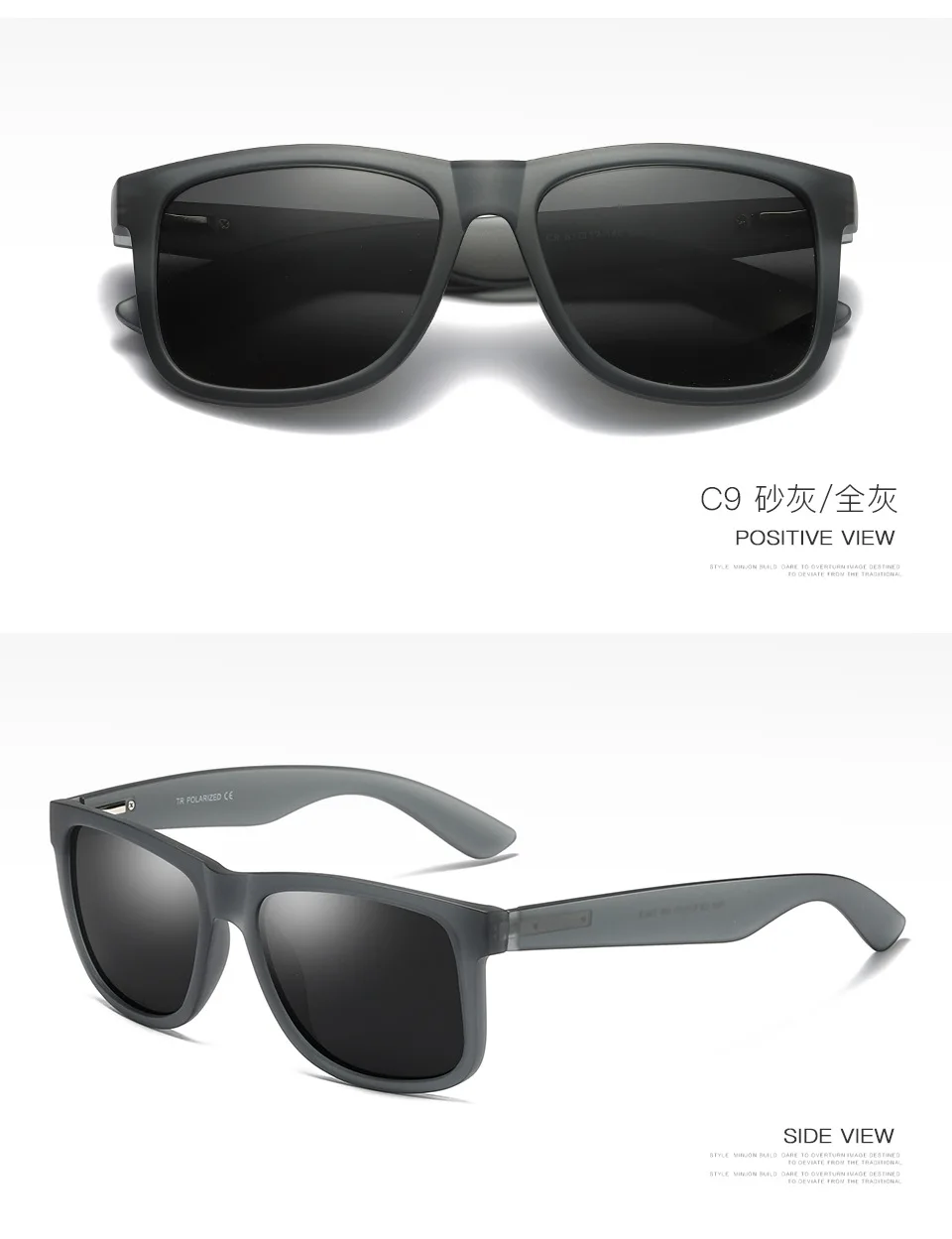 Ruosyling, классические поляризационные солнцезащитные очки, мужские, бренд UV 400, квадратная оправа, для вождения, Ретро стиль, мужские солнцезащитные очки, темные, матовые, черные очки