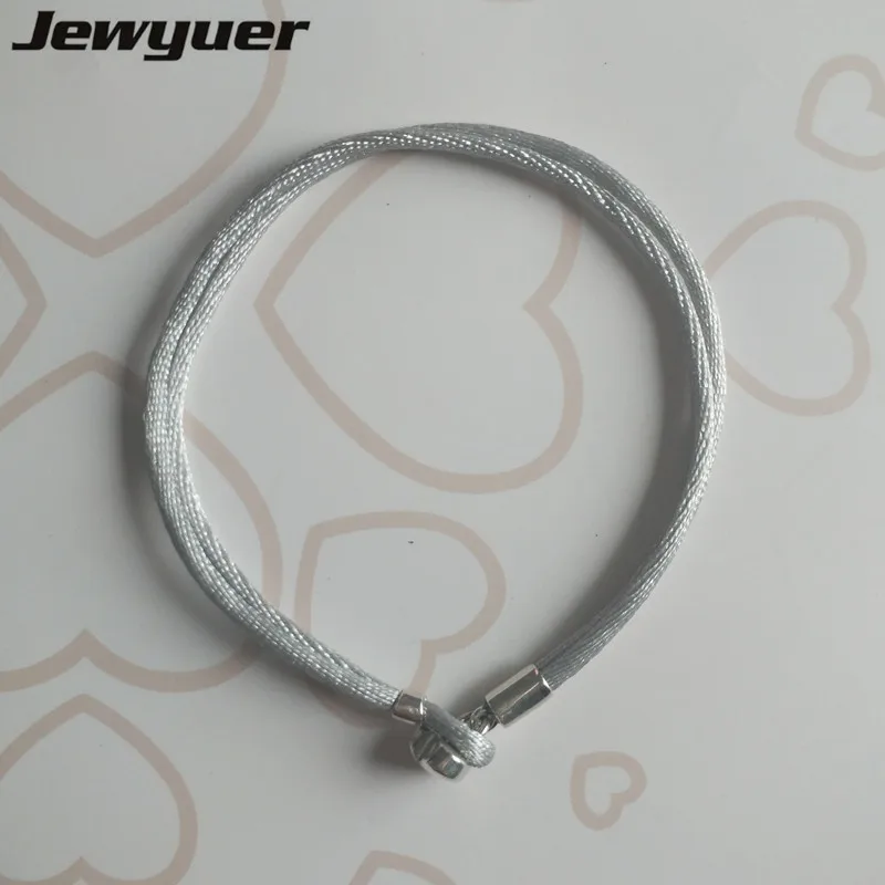 

2017 New autumn Grey Fabric Cord Silver Clasp Starter Bracelet For Charms and Beads 925 Sterling Silver clip bracelets BR065