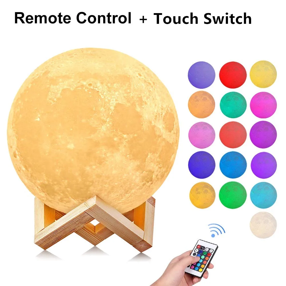 USB Rechargeable Nightlight 3D Print Moon Lamp Photo Custom Personality Color Change Lunar Touch/Re - 4000001697611