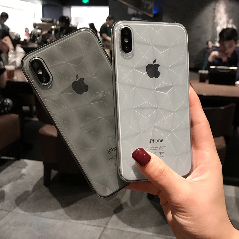 Прозрачный 3D чехол для iphone 8 7 6 S Plus X 10 XR XS MAX чехлы с алмазным узором iPhone s