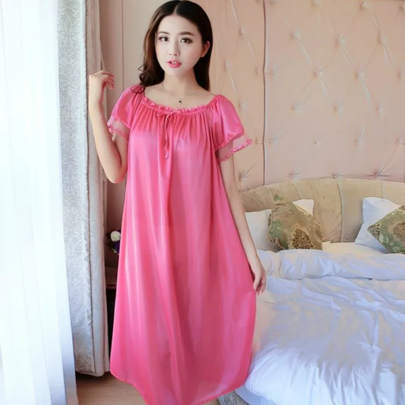 Women Nightgowns Women Nightdresses Sleeping Dress Women Lingerie Big Yards 4XL Sexy Silk Nightgowns Women Casual Chemise Nightie Nightwear Lingerie Nightdress Sleepwear Dress