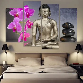 

4pcs/set Buddha orchid stone 5d diamond Painting Canvas Wall Art Pictures for Living Room,diy 5d diamond embroidery Decorative