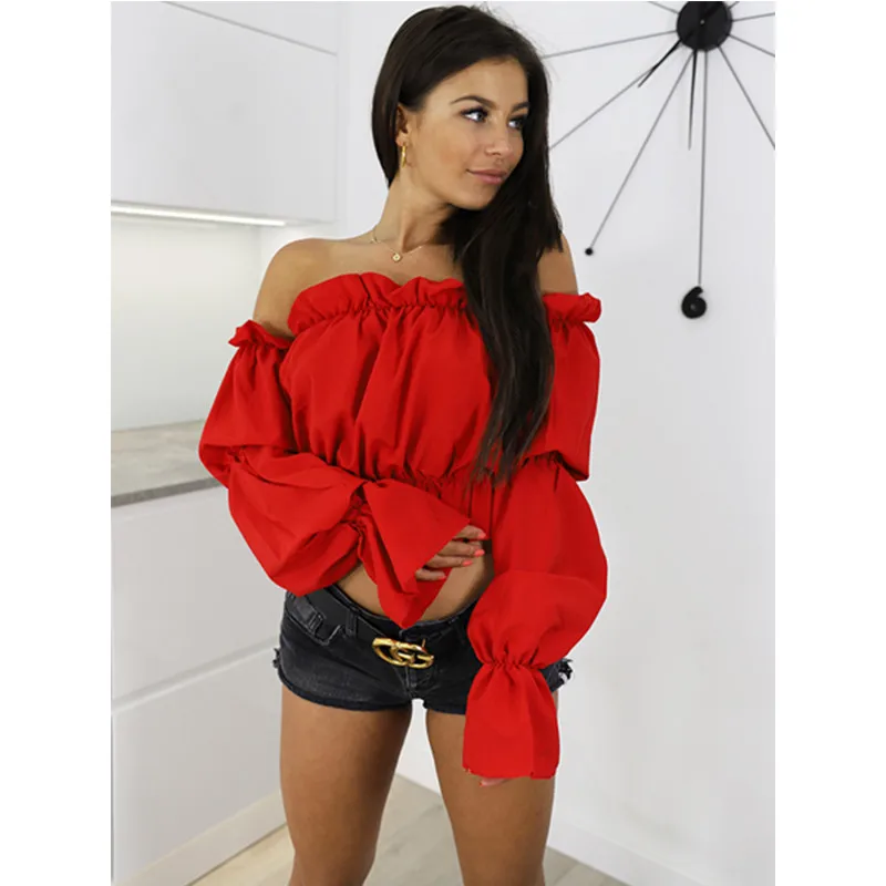 DORVIVON Roupa Feminina Women Clothes 2019 Sexy Off Shoulder Dot Cropped Shirt Lantern Sleeve Chiffon Blouses Tops Chemise Femme DORVIVON Roupa Feminina Women Clothes 2019 Sexy Off Shoulder Dot Cropped Shirt Lantern Sleeve Chiffon Blouses Tops Chemise Femme