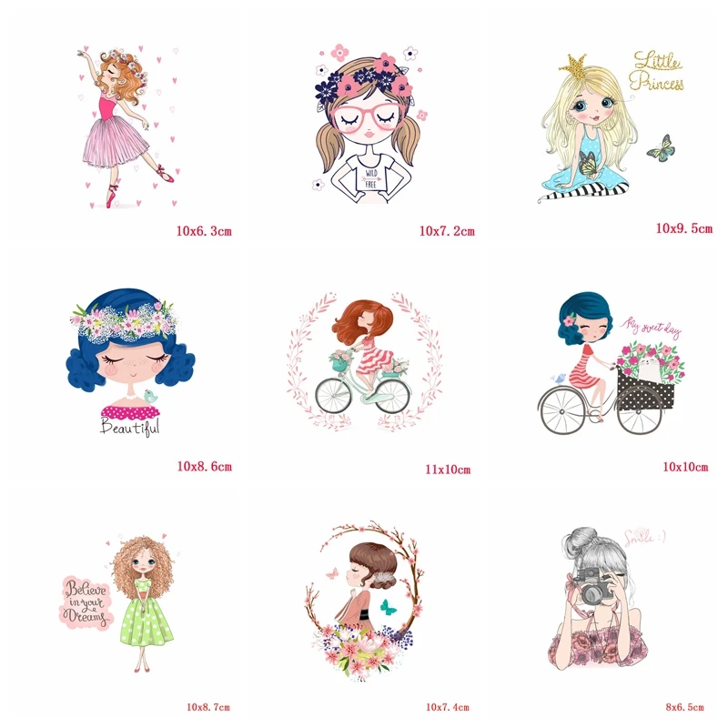 Prajna Series Of Barbie Iron-On Transfers Cute Girl Stickers On Clothes Cartoon Iron Sticker Vinyl PVC Patch DIY Applique Badge