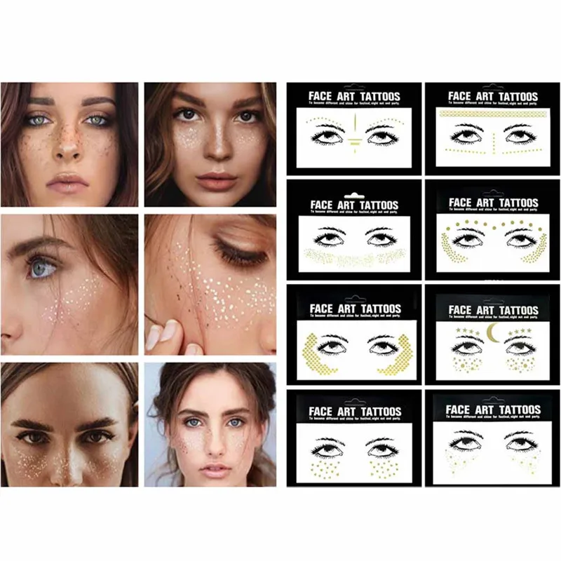 

Glitter Face Tattoo Stickers Temporary Waterproof Fake Tattoo Sticker for Woman Eye Decals Make Up Body Art Tattoos Bride Party