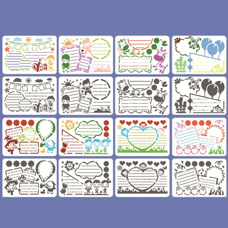 8pcs/set Kids Hand Copy Painting Drawing Template Rulers A4 Stencils DIY Painting Mold School Supply Tools Craft Children Gifts