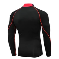 NEW Compression Running Shirt Men Stand Collar Elasticity T-shirts Raglan Long Sleeve Fitness Tops Quick Drying Gym Sportswear 2