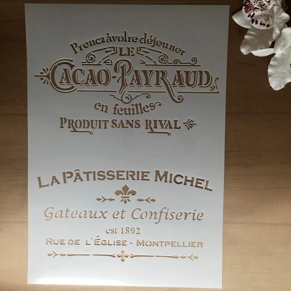 

French Common Words A4 DIY Craft Layering Stencils Wall Painting Scrapbooking Stamping Embossing Album Paper Card Template F5120