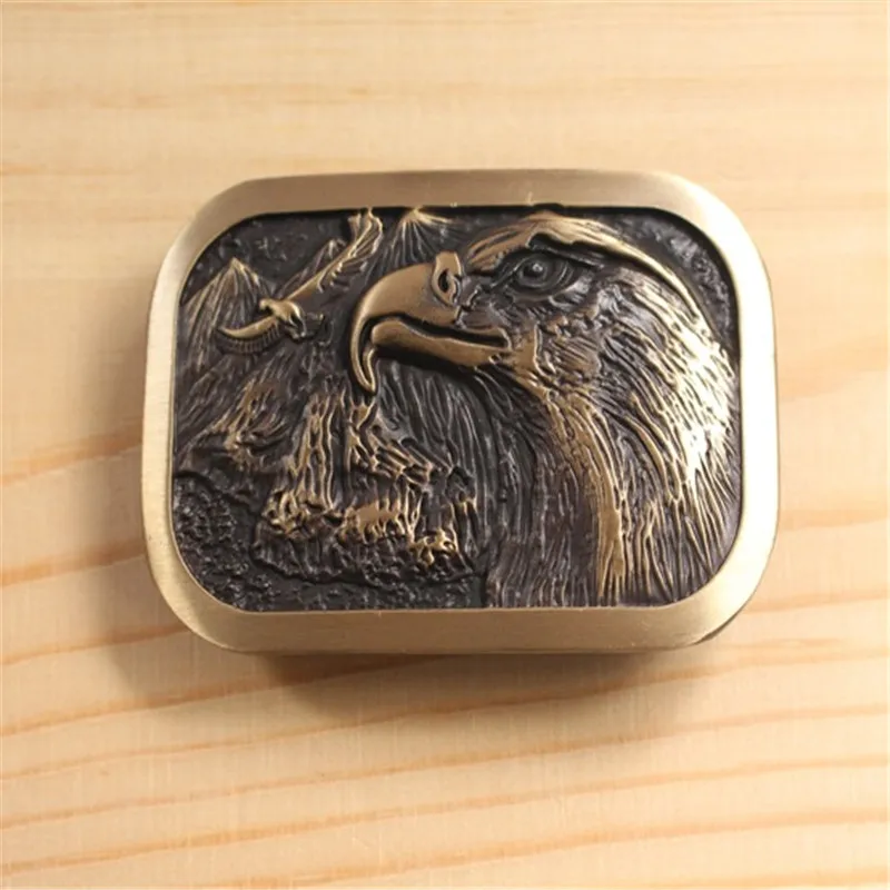 New Style Solid brass Eagle belt buckle 5.4*7.9cm Rectangular Bronze