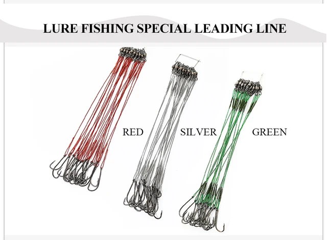 20Pcs/Lot Fishing Line Leaders Green Stainless Steel Coated Wire