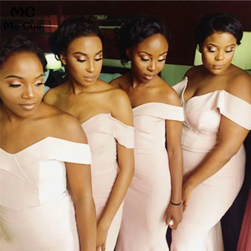 Glamorous V-neck Off Shoulder Mermaid Long Bridesmaid Dresses