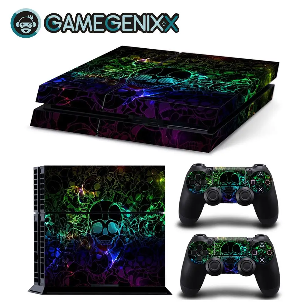 

GAMEGENIXX Skin Sticker Vinyl Decal Wrap Cover for PS4 Console and 2 Controllers - Skull