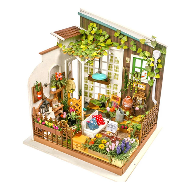 

Robotime Wooden Buildings Toy DIY Puzzle 3D Villa Garden Assemble Model House Decoration Creative Wood Toys For Teenagers
