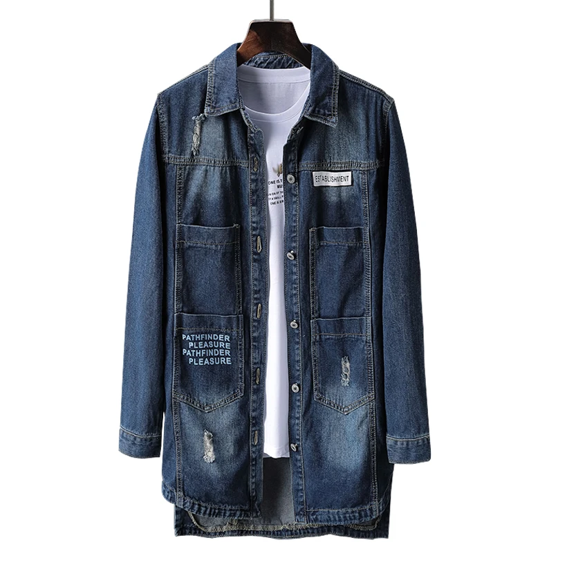 

Guys' Medium Wash Stretch Denim Trucker Jacket Long Sleeve Lightweight Men's Denim Coats Jean S-4XL Outwear Male Cowboy 3309