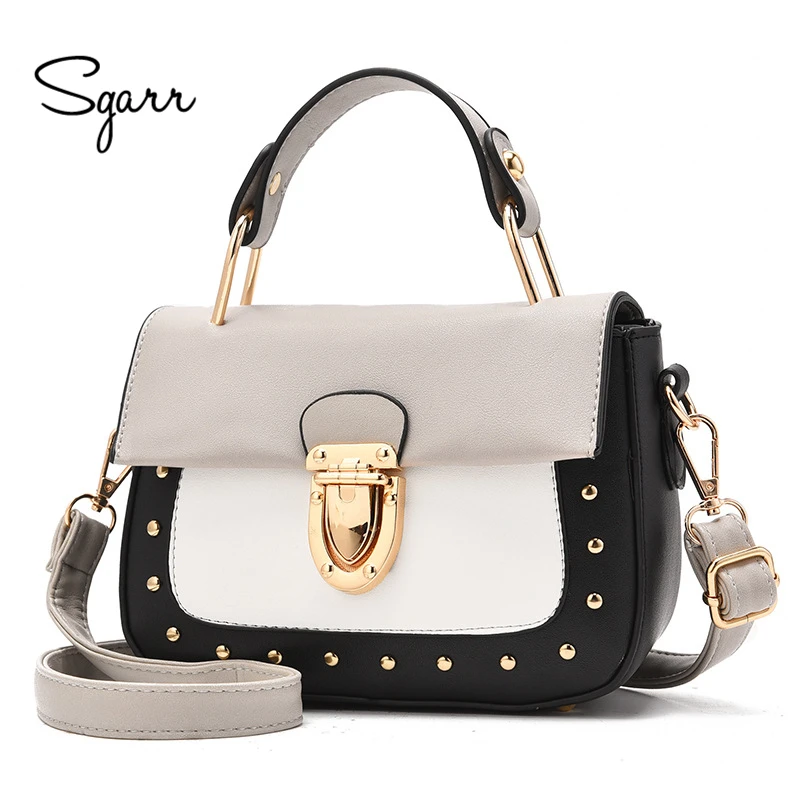 

SGARR Fashion PU Leather Mini Casual Tote Bag Famous Brands Women Rivet Handbag Shoulder Bags Luxury Designer Crossbody Bag New