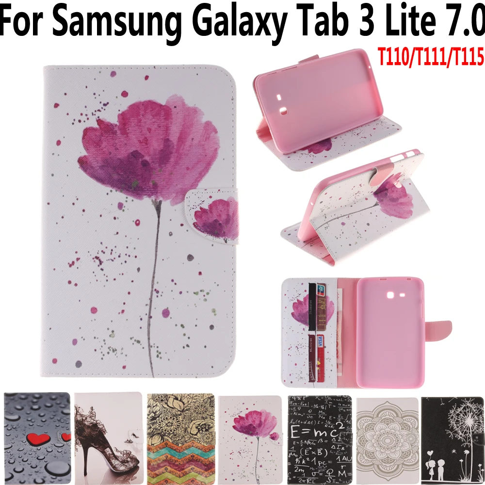 

Tablet Cover Case for Samsung Galaxy Tab 3 Lite 7.0 T110 T111 T113 T116 Print Folio Magnet Smart Case for Samsung Tab3 Lite 7.0