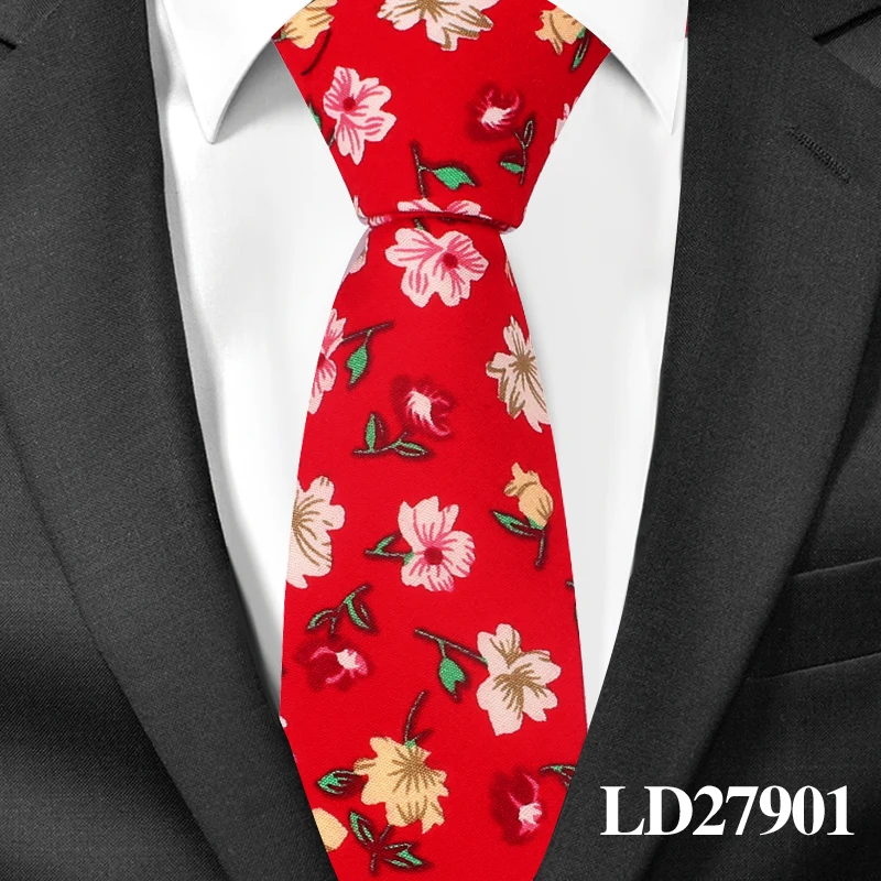 Винтажные Цветочные хлопковые галстуки для мужчин, обтягивающие Свадебные Мужские галстуки, тонкие галстуки, деловой шейный галстук, Модный повседневный галстук с принтом - Цвет: LD27901