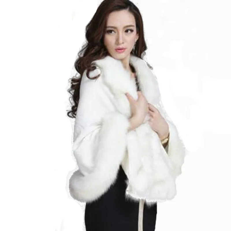 

Winter Warm Knitting wool cloak faux fox fur scarf Cashmere Shawl Pashmina large Wraps Imitation fox hair Woman Poncho 2018