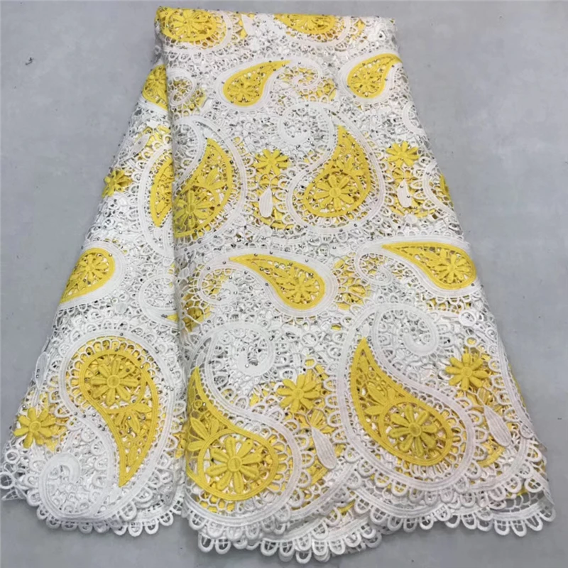VILLIEA Embroidery Design African Cord Lace Fabrics High Quality Nigeria Wedding Dress Water Soluble Guipure Fabric | Дом и сад