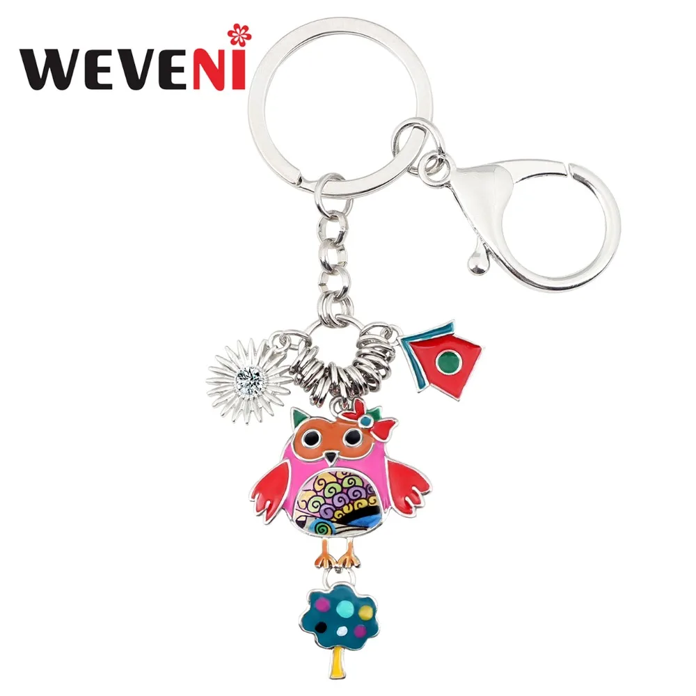 WEVENI эмалированный сплав мультфильм сова дом дерево птица брелок на цепочке