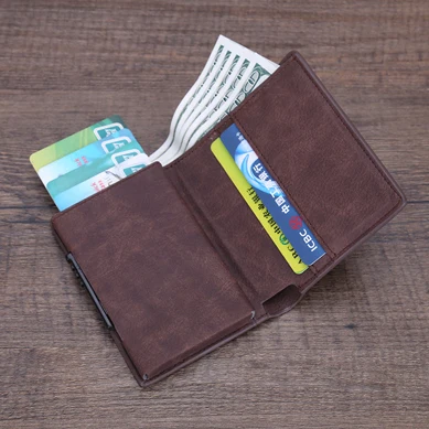 Тонкий кредитный держатель для карт алюминиевый мужской женский металлический кошелек для карт ID Держатели визитная карточка посылка протектор RFID - Цвет: Mosha coffee