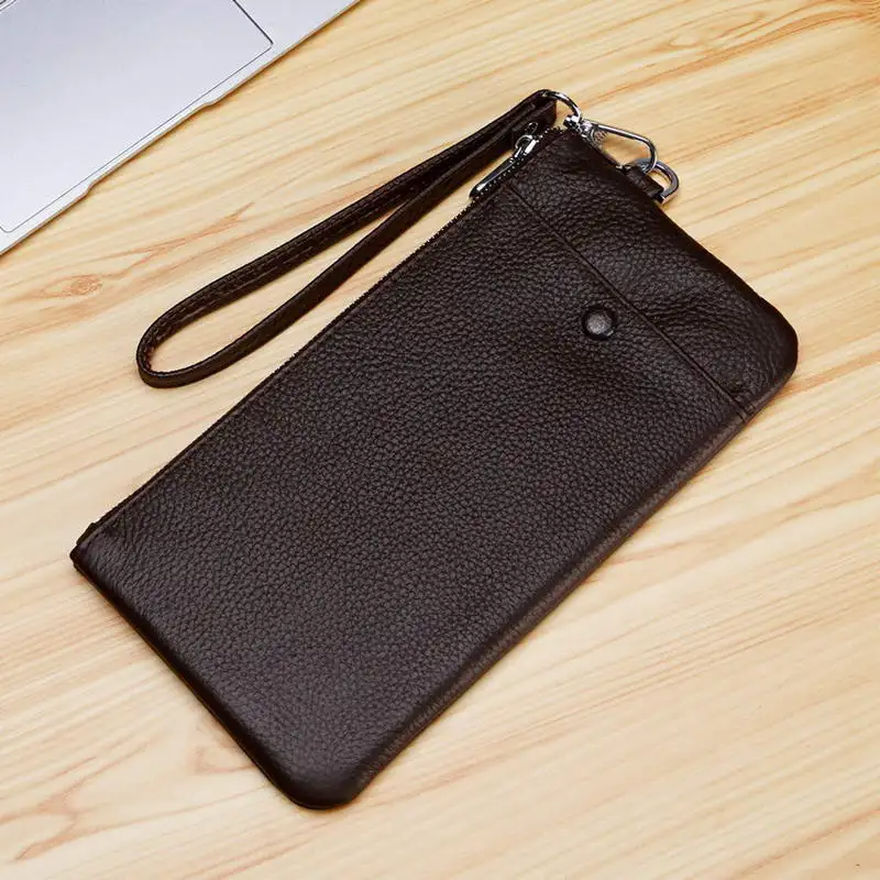 

KANDRA Personalized Smart Phone Wallet Ultrathin Genuine Leather Clutches Custom Name Wristlet Versatile Card Holder Women Wrist