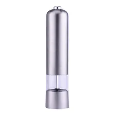 Electric Salt Pepper Mill Stainless Steel Silver Spice Herb Grinder Kitchen Tools