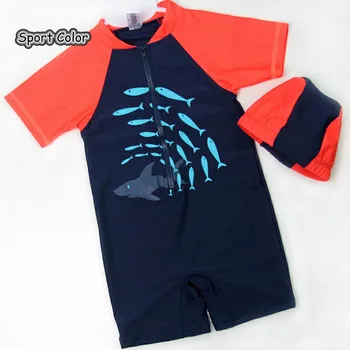 

New Hot Lovely Kids Swimsuit Quality Boys Swimwear Teenagers One-pieces Ocean Fish Infant Bath Suit Children Beachwear 1-10years