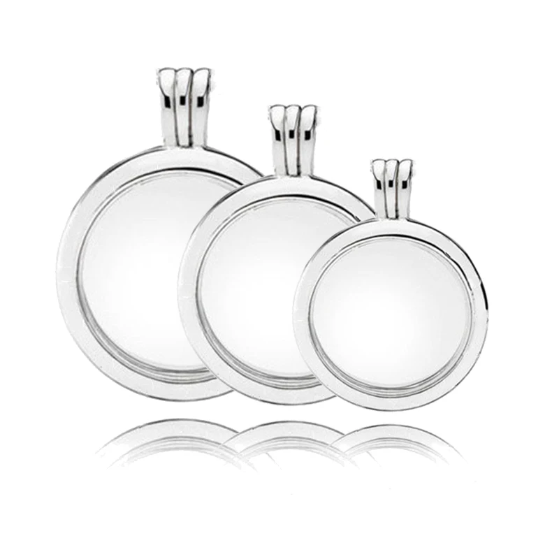 

925 Sterling Silver Small Medium Large Floating Locket Pendant Fit Original Pandora Necklace for DIY Petite Charms Women Jewelry