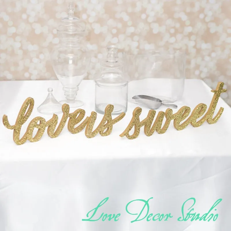 4.5"tall FREESTANDING "Love Is Sweet" Sign Set Wedding Sign for Candy Desser or Wedding Table Decor- Wooden Signs for Wedding