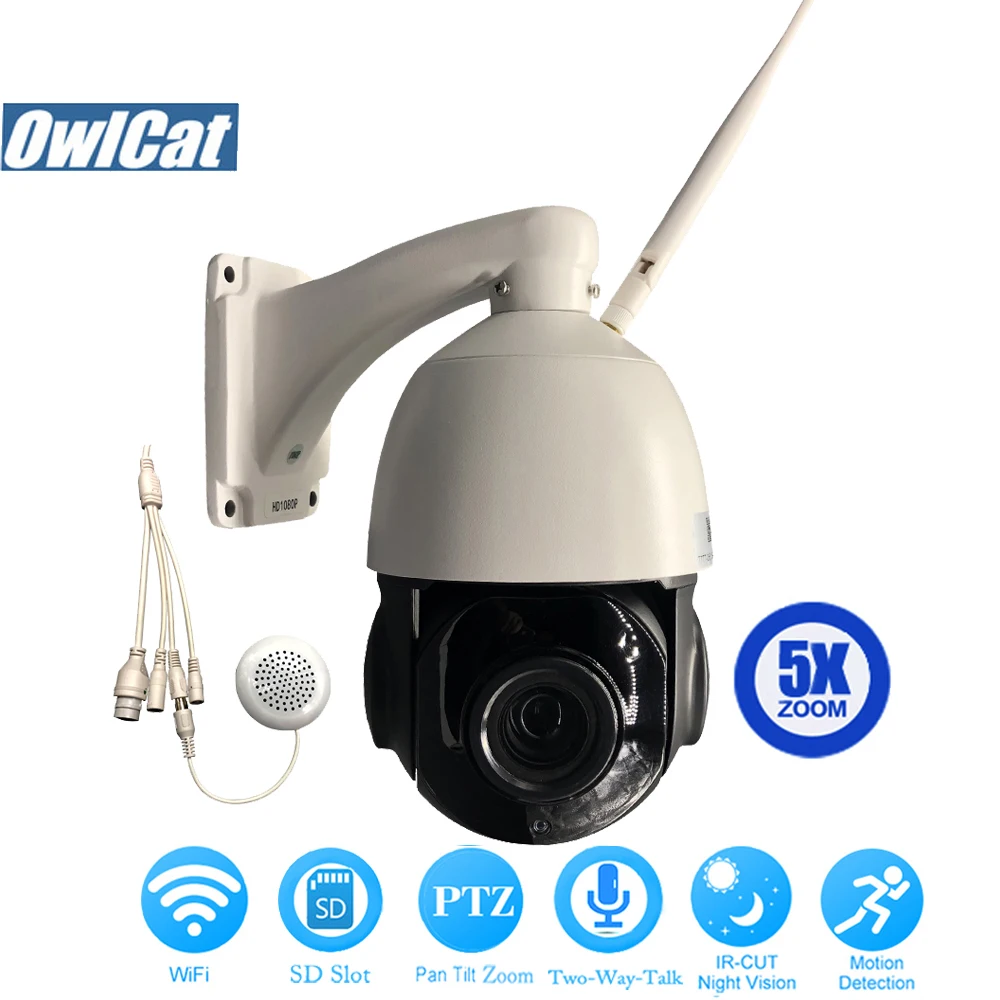 

HD 1080P Dome PTZ IP Camera Wifi Outdoor 5X Zoom 2.0MP Two Way Audio Security CCTV Wifi Camera Waterproof IR ONVIF2.4 SD Slot