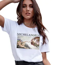 Camisetas femininas michelangelo, camisetas casuais vintage harajuku ulzzang tumblr kawaii femme