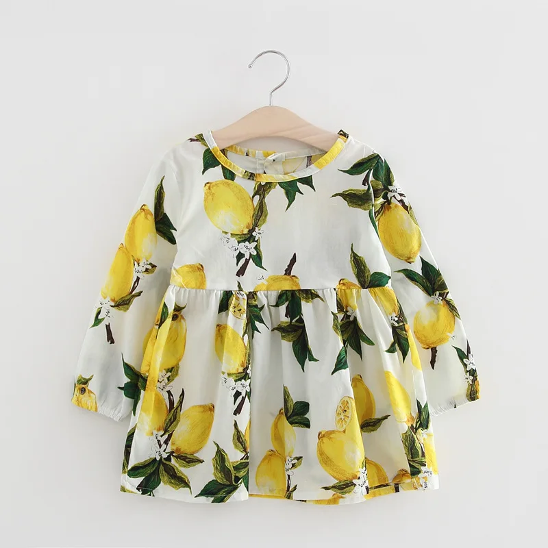 Hot Sale New 2017 Spring Summer Girl Dress Fruit Lemon Pattern Baby Girl Dress Children Sundresses Kids Full Sleeve Dresses (22)