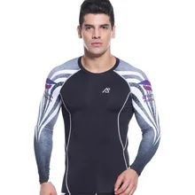 Мужская С Длинным Рукавом Фитнес-Тренировки Рубашки Сжатия быстросохнущие Сверхлегкий Сыпь Гвардии Тренажерный Зал Бег Тренировки Топы Рубашки